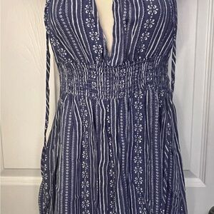 Shoreline Navy and White Patterned Dress